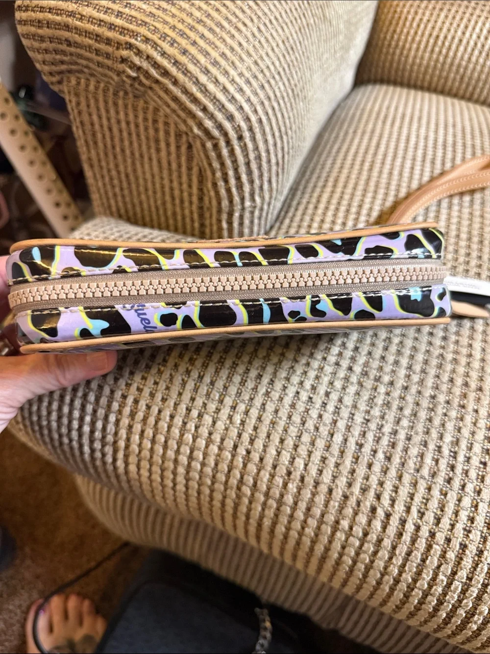 Consuela Lavender Aqua Leopard Zip Wallet